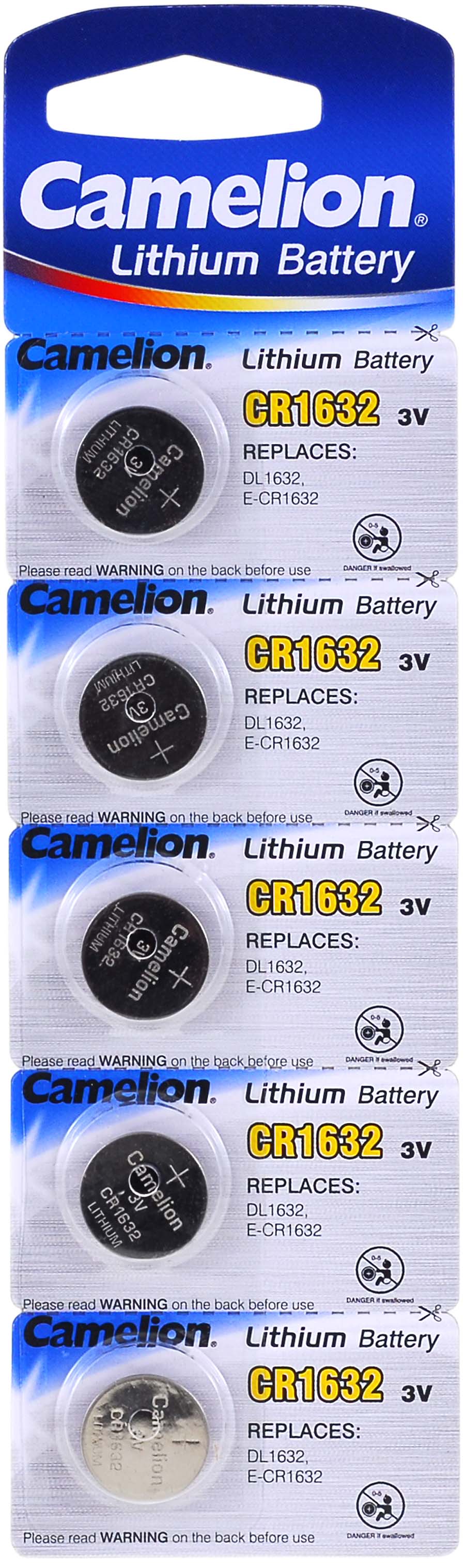 Ersatz-Lithium Knopfzelle Camelion CR1632 5er Blister