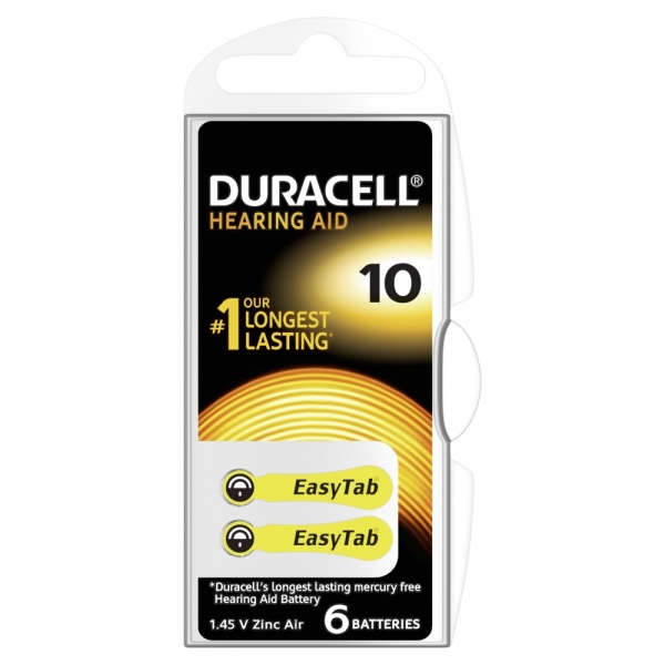 Ersatz-Duracell Hörgerätebatterie DA10 6er Blister