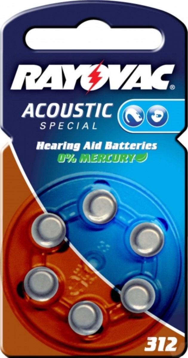Ersatz-Rayovac Acoustic Special Hörgerätebatterie Typ DA312 6er Blister