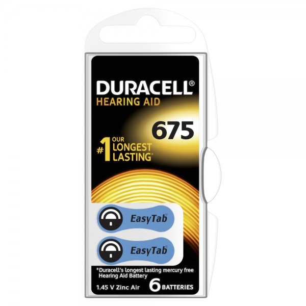 Ersatz-Duracell Hörgerätebatterie DA675 6er Blister