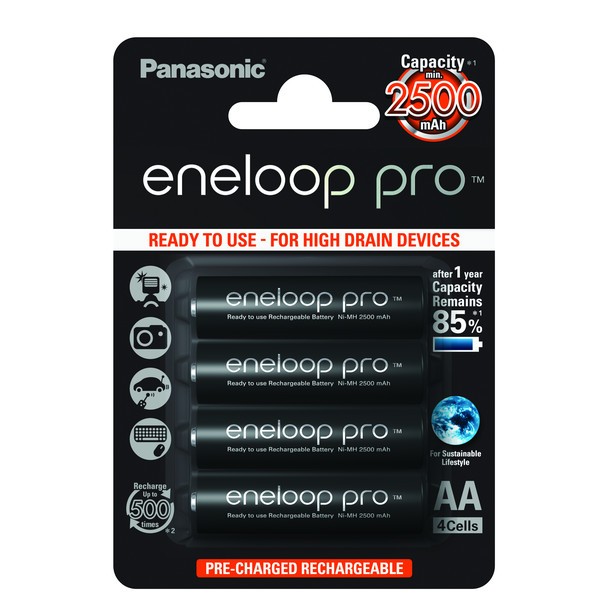 Ersatz-Panasonic eneloop Pro BK-3HCCE/4BE 2500mAh 4er Blister