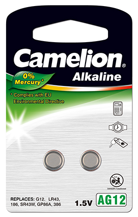 Ersatz-Camelion Knopfzelle 386 LR43 LR1142 AG12 V12GA 2er Blister