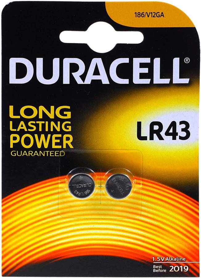 Ersatz-Duracell Knopfzelle LR43 LR1142 AG12 V12GA 2er Blister