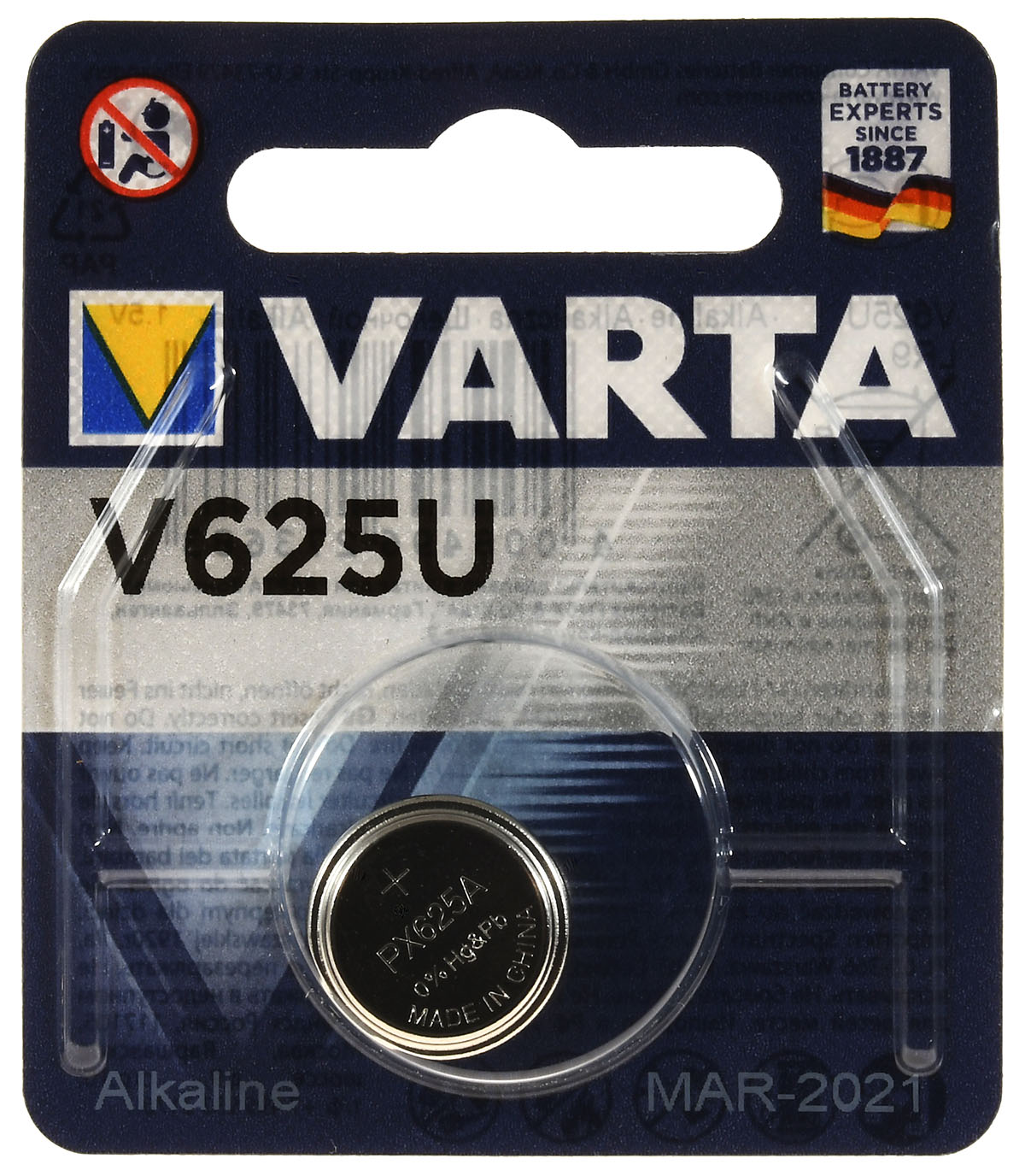 Ersatz-Varta Knopfzelle 625A LR9 PX625 PX625G V625U Alkaline 1er Blister